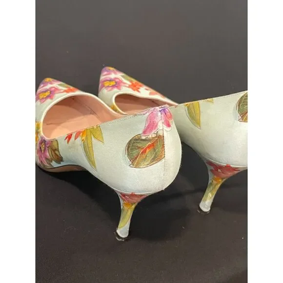 ~ Palter DeLiso 39 Monet Floral Silk Pump Size IT Italy Italian Heels Stiletto - Picture 4 of 16